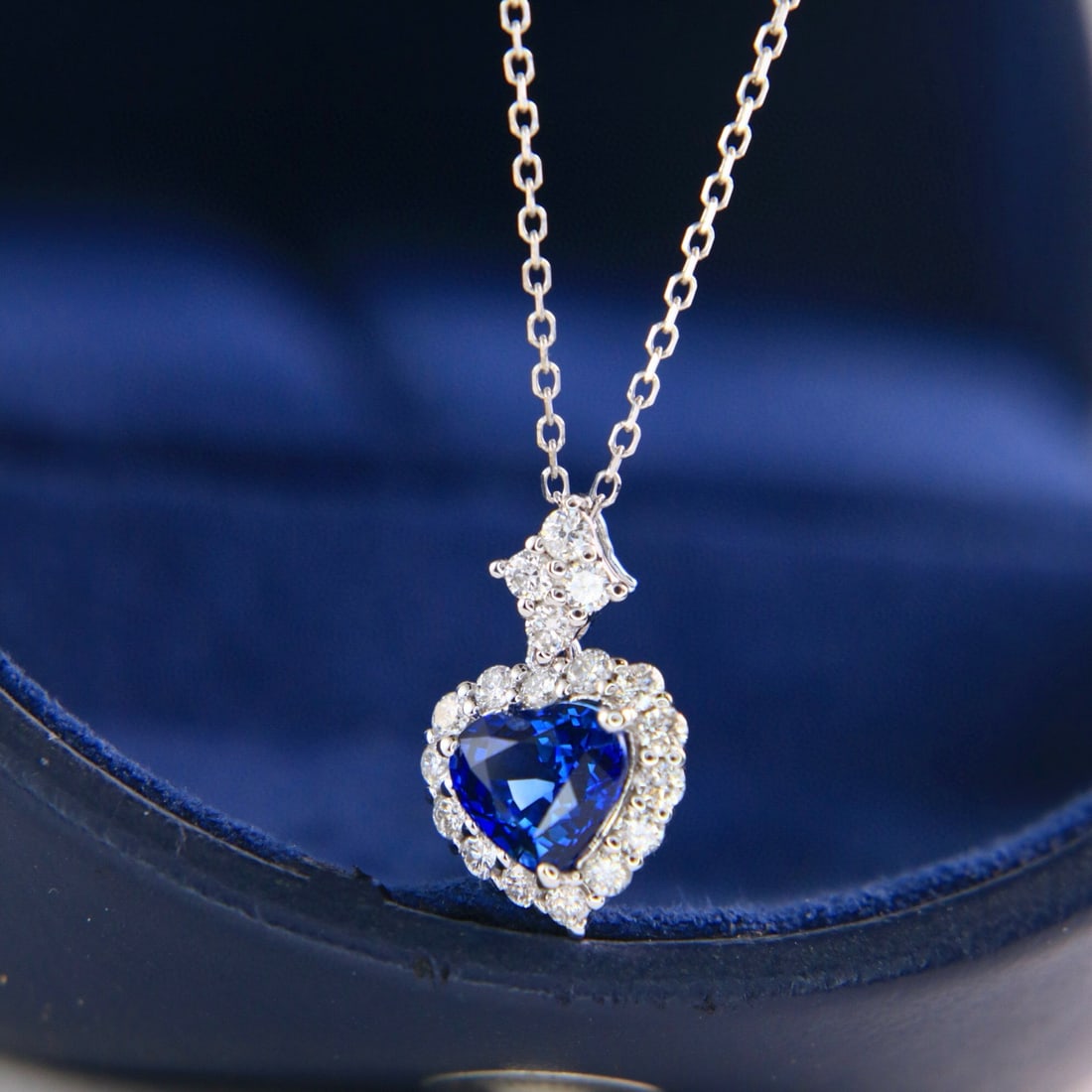 14k Gold 1.63 Ctw Natural Sapphire & Diamond Necklace - 3