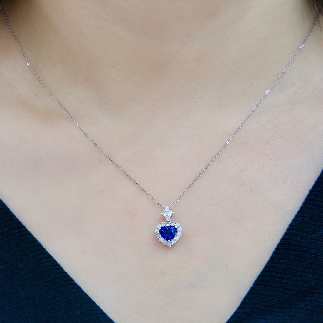 14k Gold 1.63 Ctw Natural Sapphire & Diamond Necklace - 8