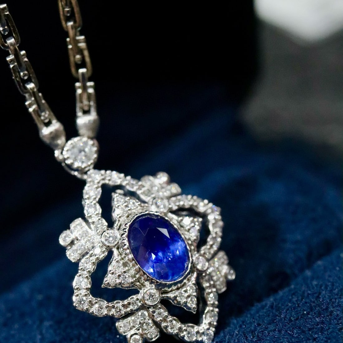 14k Gold 1.71 Ctw Natural Sapphire & Diamond Necklace - 2