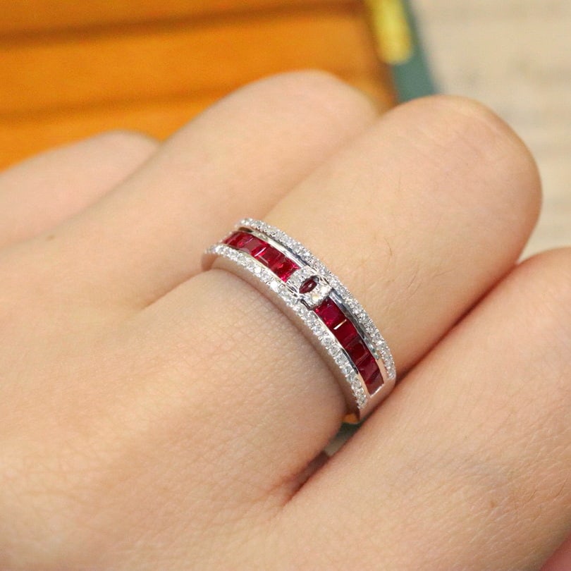 14k Gold 0.96 Ctw Natural Ruby & Diamond Ring - 4