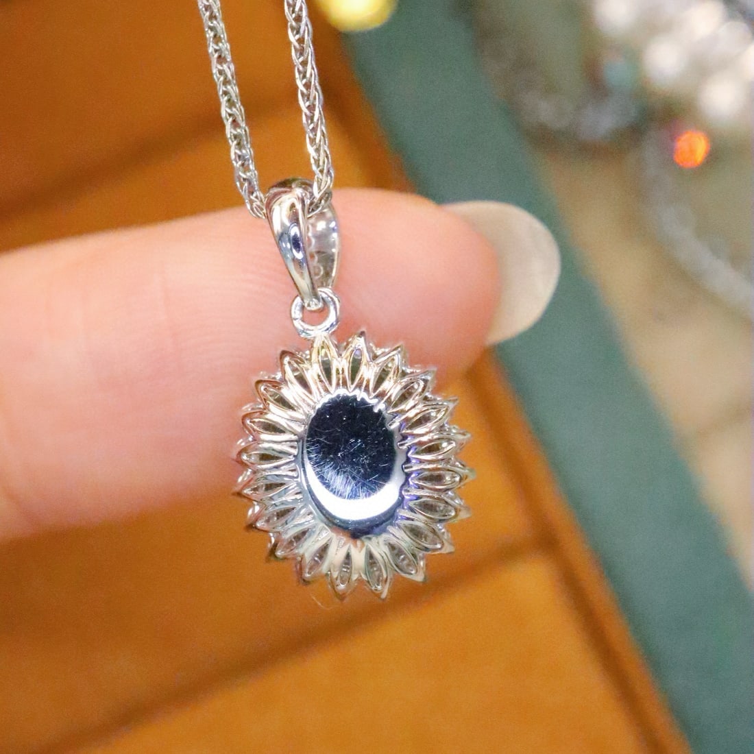 14k Gold 1.58 Ctw Natural Sapphire & Diamond Pendant( Without Chain ) - 3