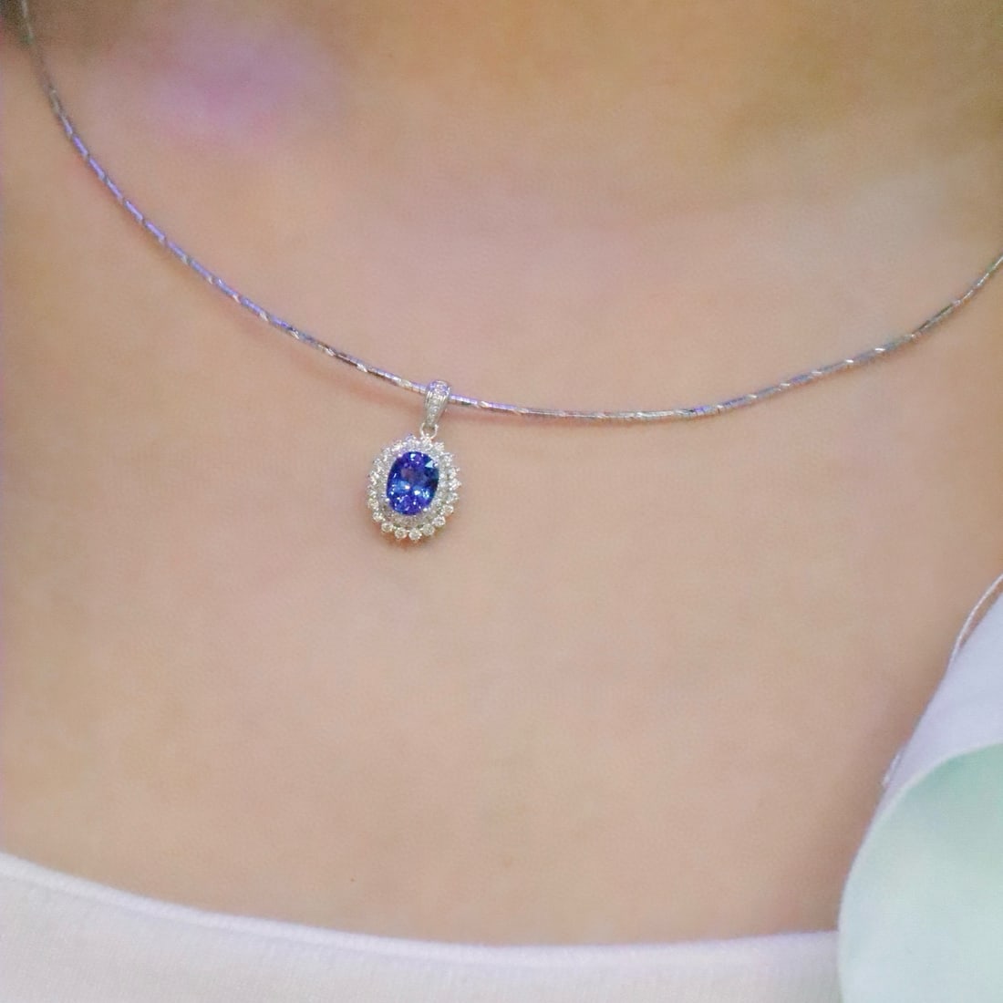 14k Gold 1.58 Ctw Natural Sapphire & Diamond Pendant( Without Chain ) - 4