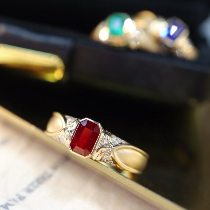 14k Gold 0.88 Ctw Natural Ruby & Diamond Ring - 5