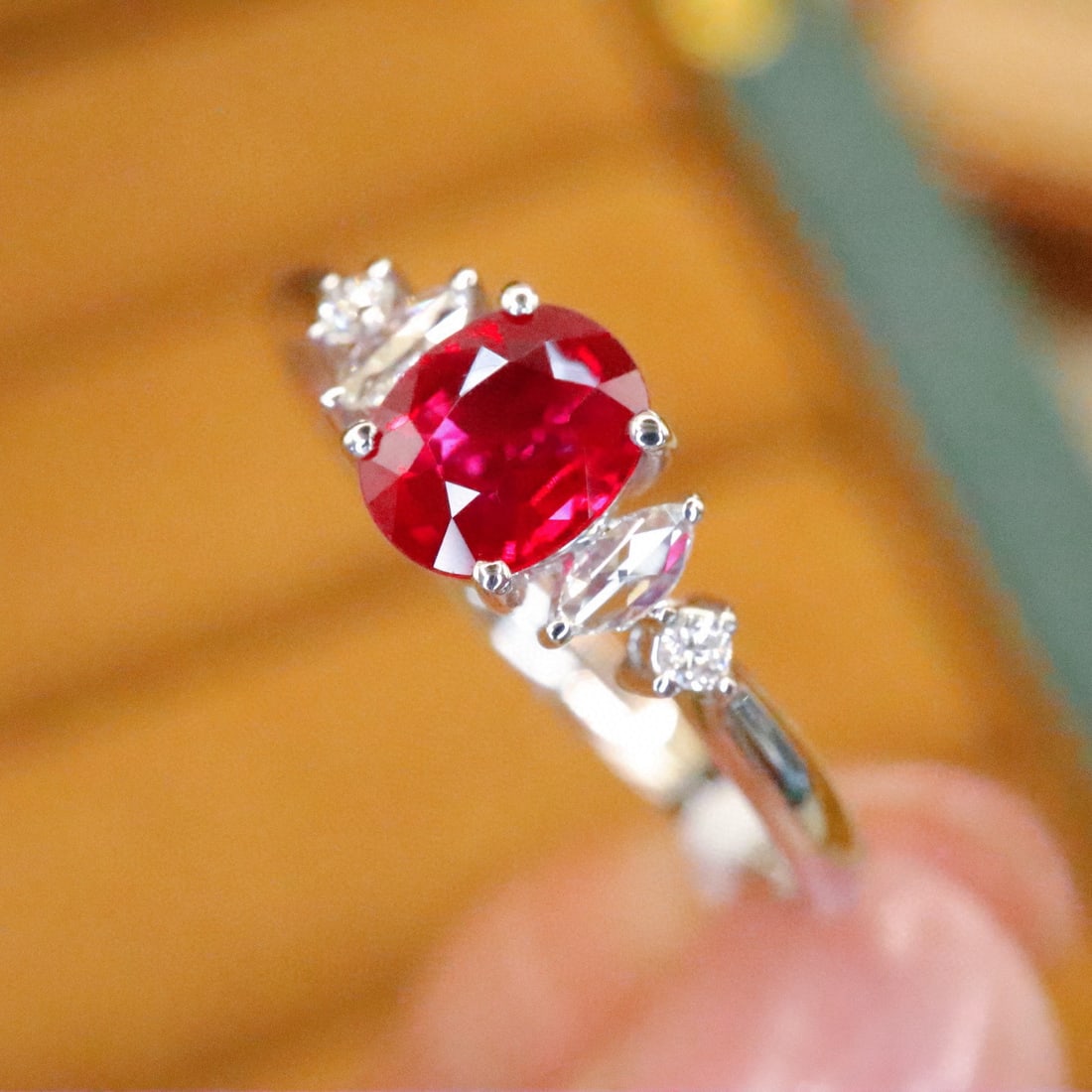 14k Gold 0.59 Ctw Natural Ruby & Diamond Ring - 2