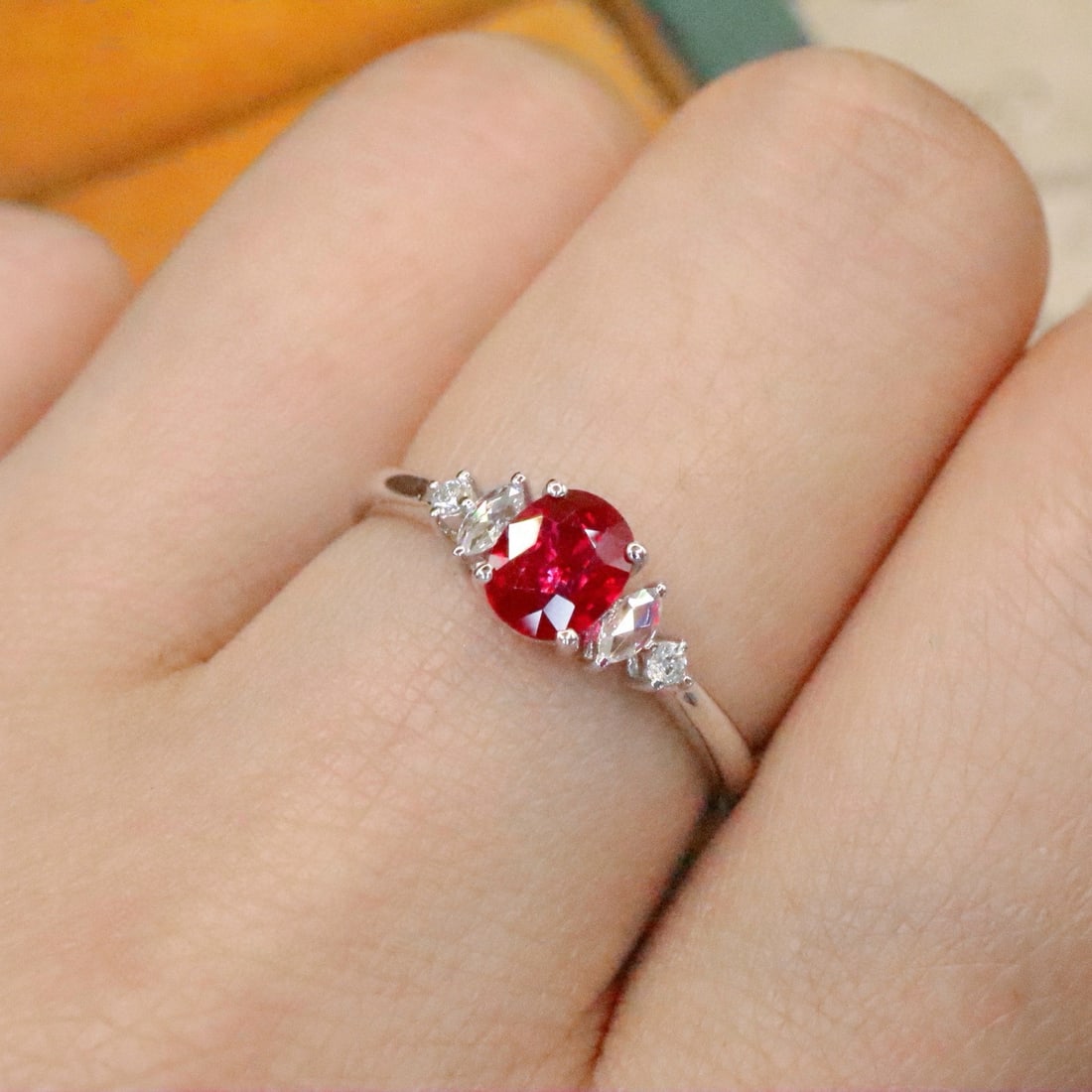 14k Gold 0.59 Ctw Natural Ruby & Diamond Ring - 4