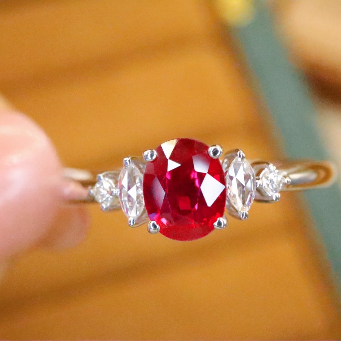 14k Gold 0.59 Ctw Natural Ruby & Diamond Ring - 5