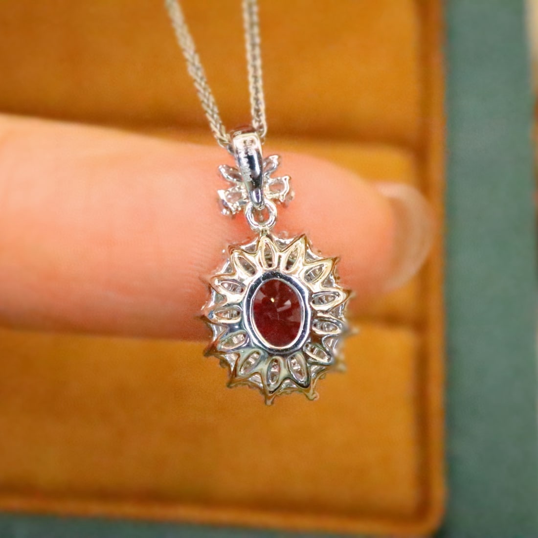 14k Gold 1.40 Ctw Natural Ruby & Diamond Pendant( Without Chain ) - 4