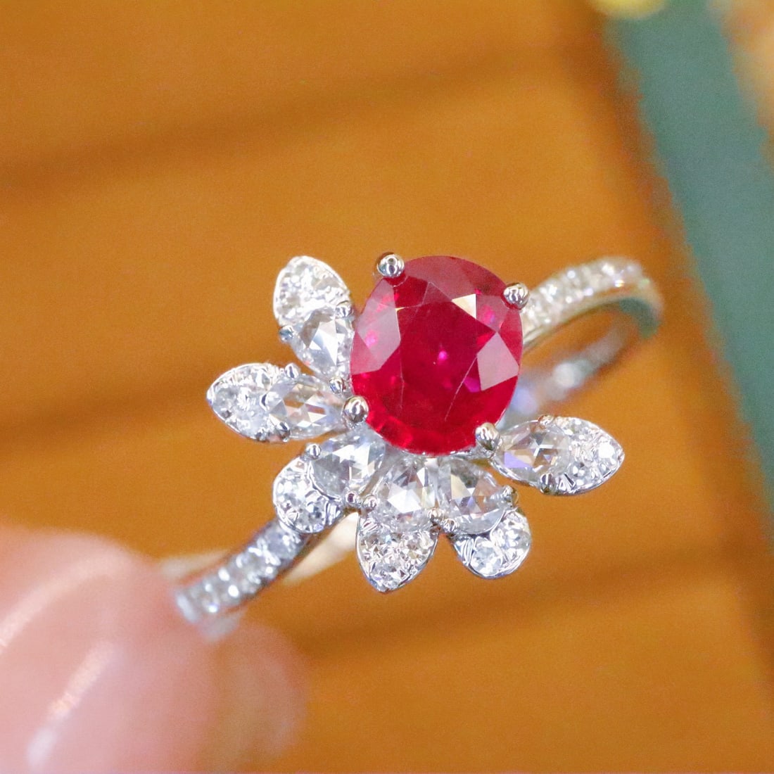 14k Gold 0.84 Ctw Natural Ruby & Diamond Ring - 2