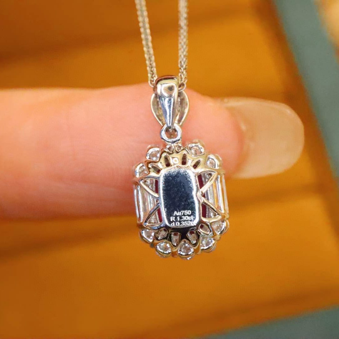 14k Gold 1.65 Ctw Natural Ruby & Diamond Pendant( Without Chain ) - 3