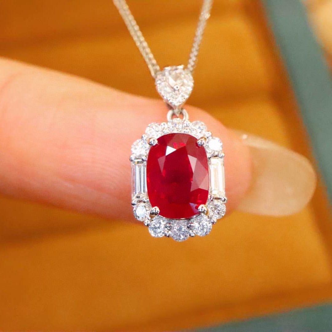 14k Gold 1.65 Ctw Natural Ruby & Diamond Pendant( Without Chain ) - 5