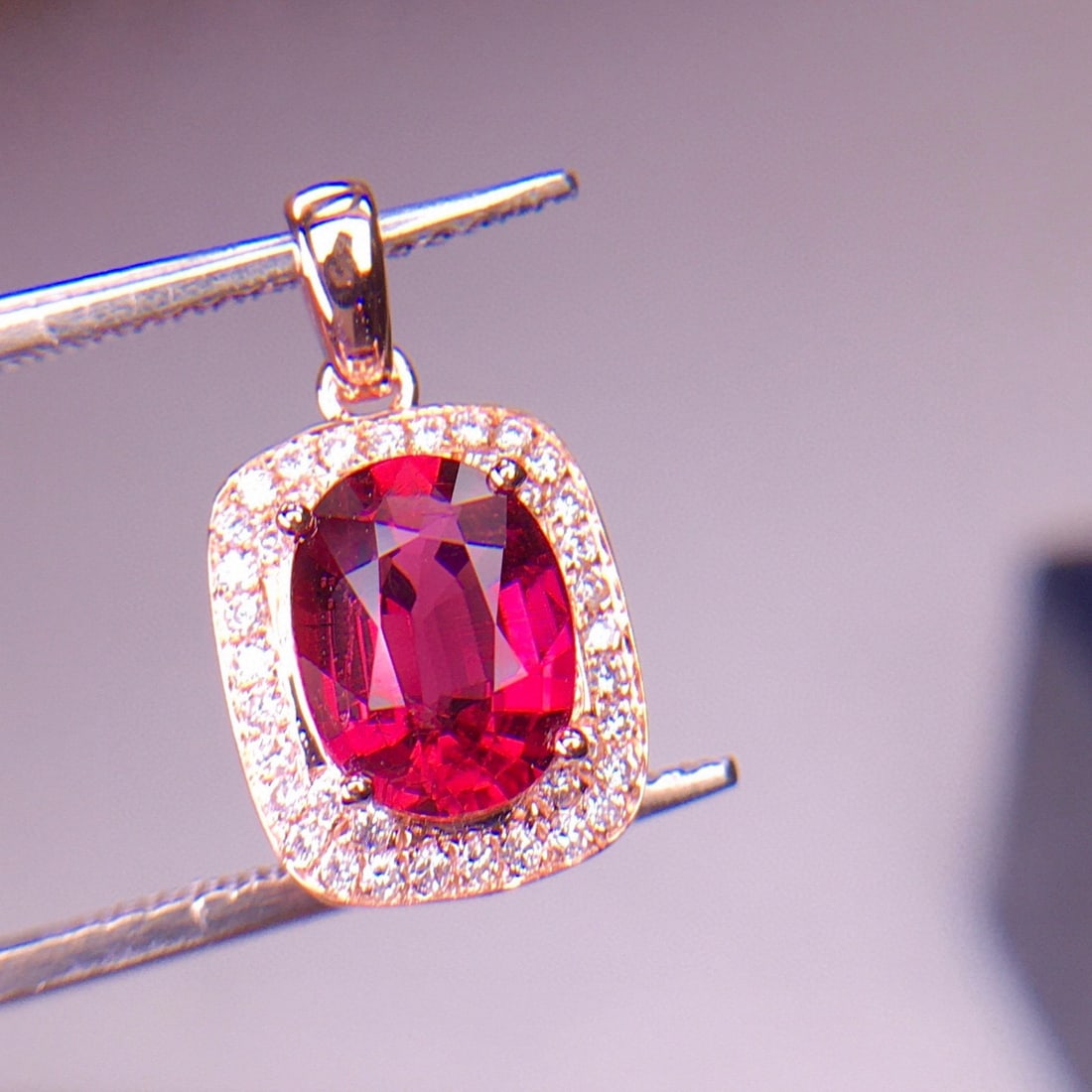 14k Gold 1.65 Ct Natural Tourmaline & Diamond Pendant( Without Chain ) - 2