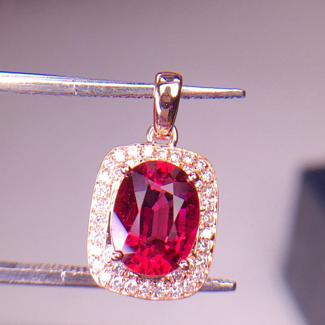 14k Gold 1.65 Ct Natural Tourmaline & Diamond Pendant( Without Chain ) - 3