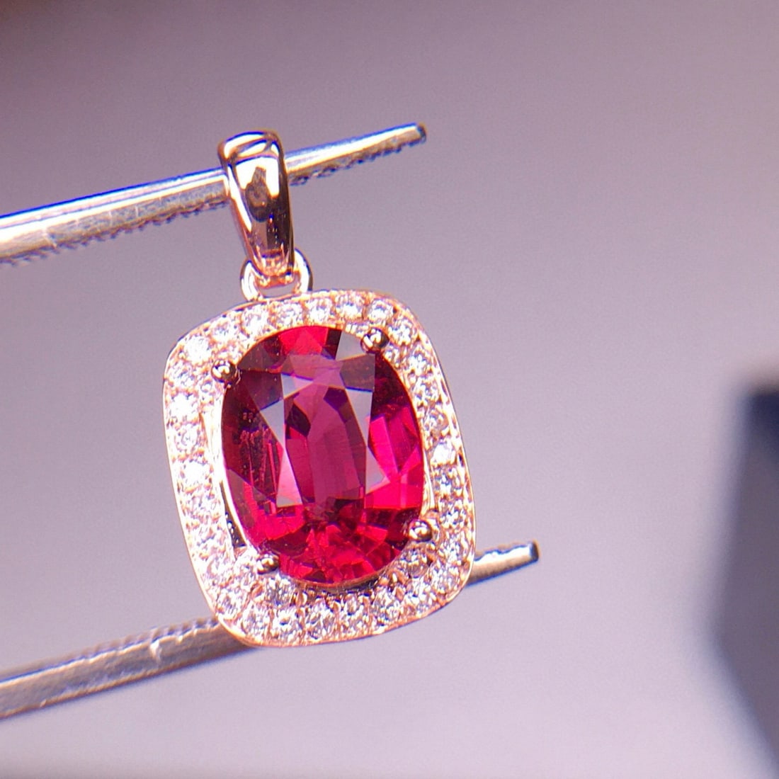 14k Gold 1.65 Ct Natural Tourmaline & Diamond Pendant( Without Chain ) - 4