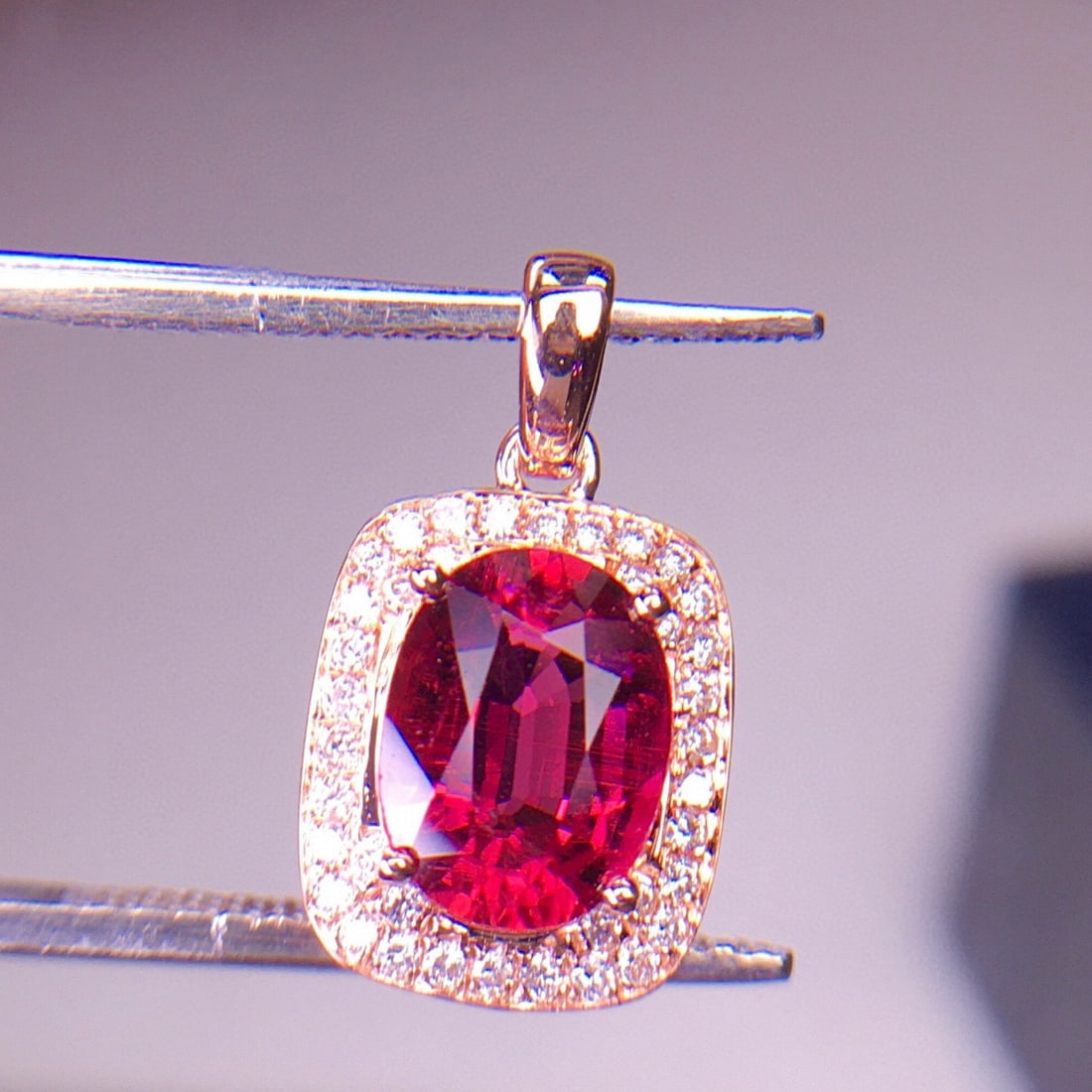 14k Gold 1.65 Ct Natural Tourmaline & Diamond Pendant( Without Chain ) - 6