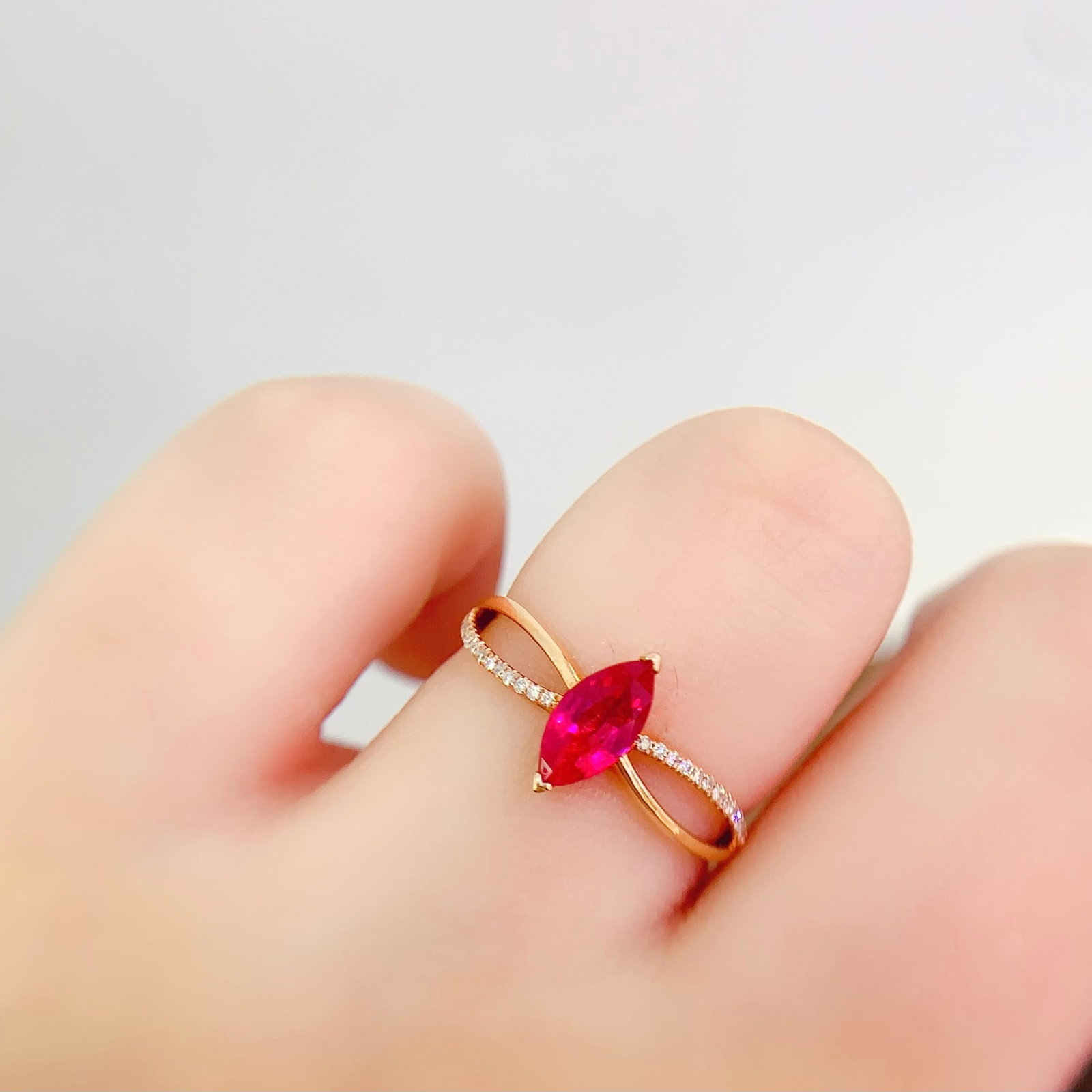 14k Gold 0.7 Ct Natural Ruby & Diamond Ring - 6