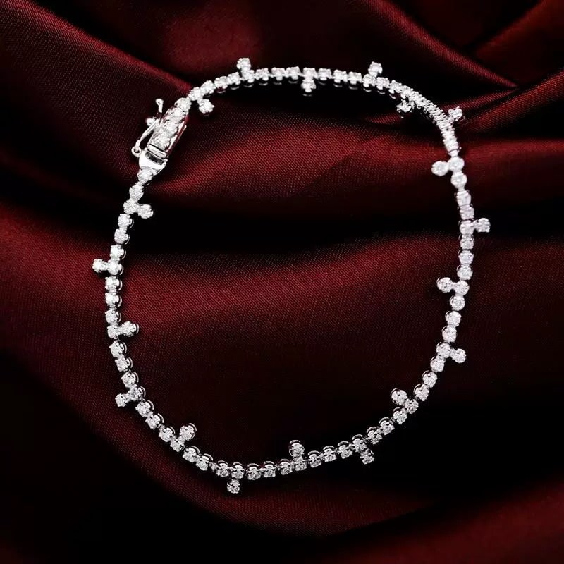 14k Gold 1.10 Ct Natural H Diamond Bracelet: Ref:231007004 // gold content:14k gold // main gemstone:diamond // shape:round // carat weight:1. 10ct // clarity grade:vs-si // color:h // treatment:natural // cut grade:g // Condition: New Low