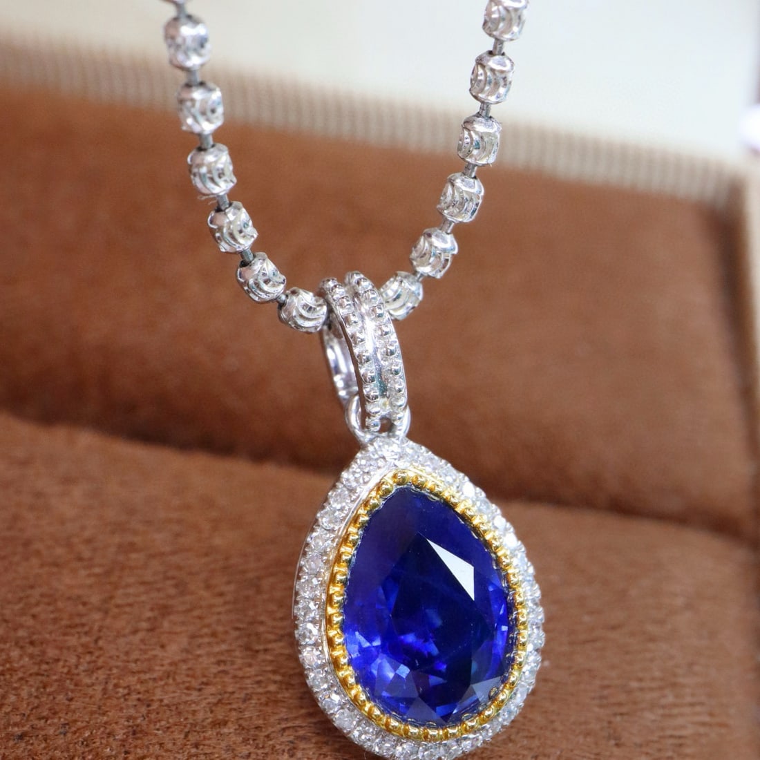 14k Gold 1.63 Ctw Natural Sapphire & Diamond Pendant( Without Chain ) - 4