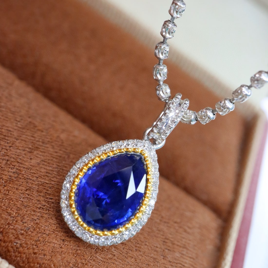 14k Gold 1.63 Ctw Natural Sapphire & Diamond Pendant( Without Chain ) - 5
