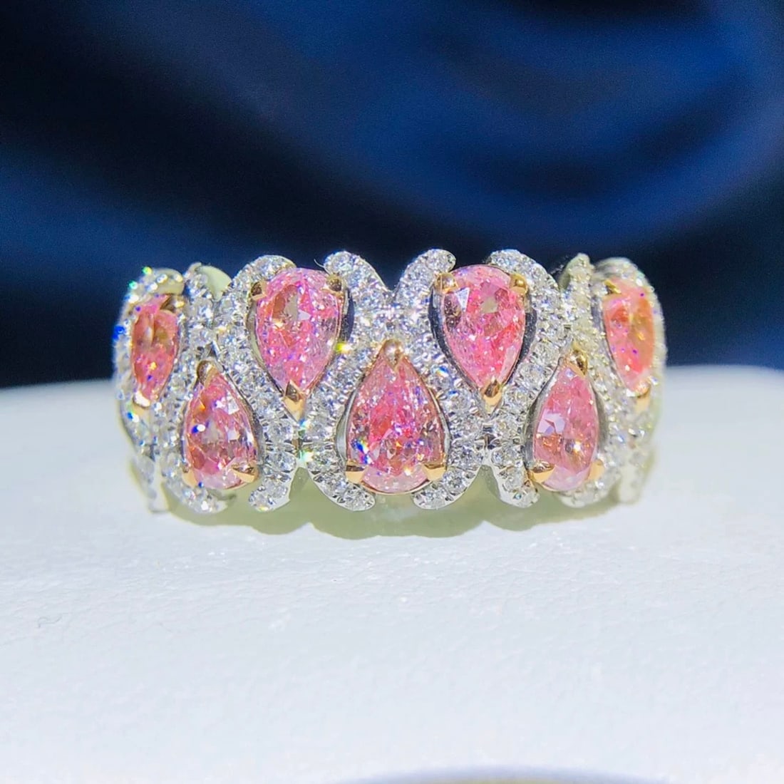 14k Gold 0.96 Ct Natural Pink Diamond & Diamond Ring (1 of 6)