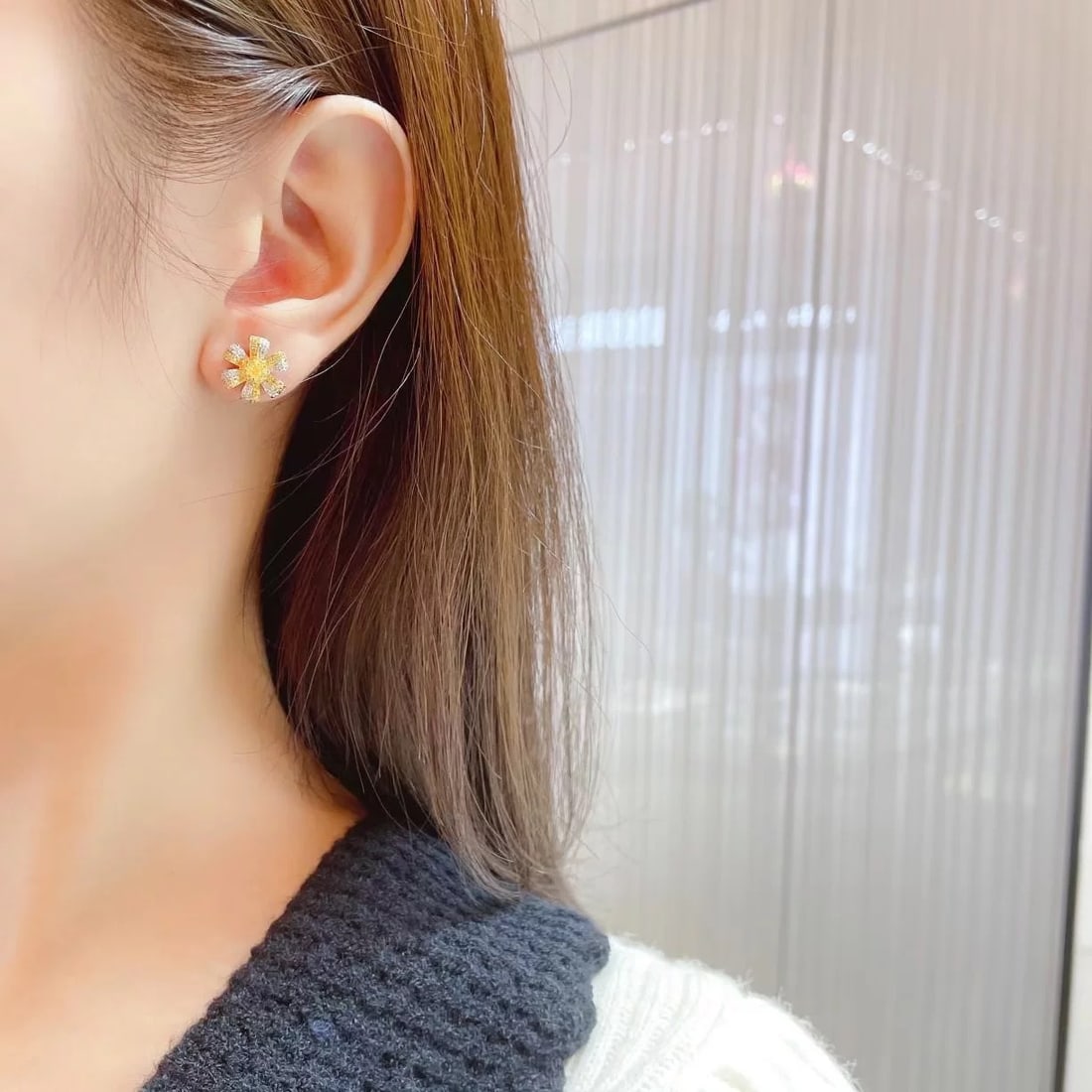 14k Gold 0.59 Ctw Natural Yellow Diamond & Diamond Earrings - 4