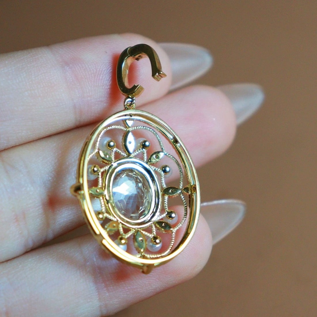 14k Gold 2.45 Ctw Natural Aquamarine & Diamond Pendant( Without Chain ) - 3
