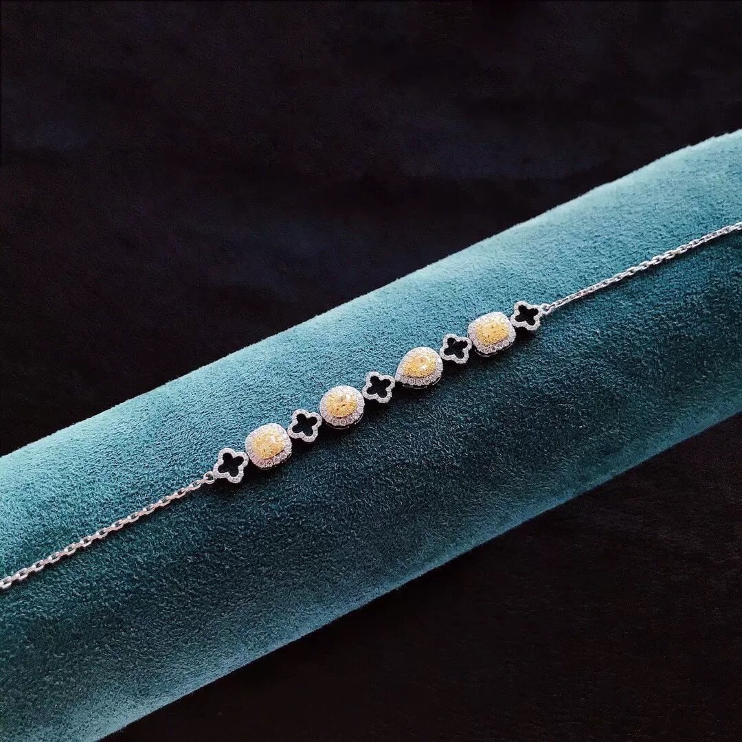 14k Gold 1.09 Ctw Natural Yellow Diamond & Diamond Bracelet - 3