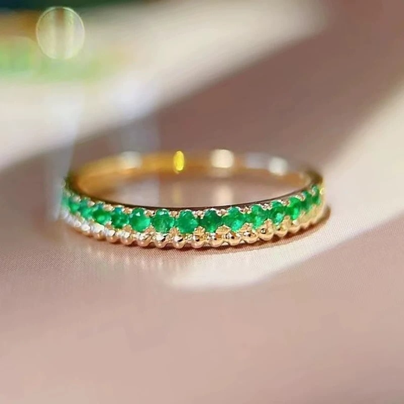 14k Gold 0.25 Ct Natural Emerald Ring: Ref:231007114 // gold content:14k gold // ring size:7. 25us // // main gemstone:emerald // shape:round // carat weight:0. 25ct // color:green // treatment:natural // cut grade:g // Condition: New Low