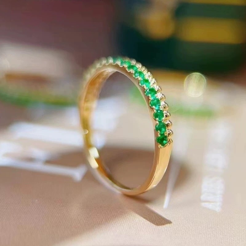 14k Gold 0.25 Ct Natural Emerald Ring - 2