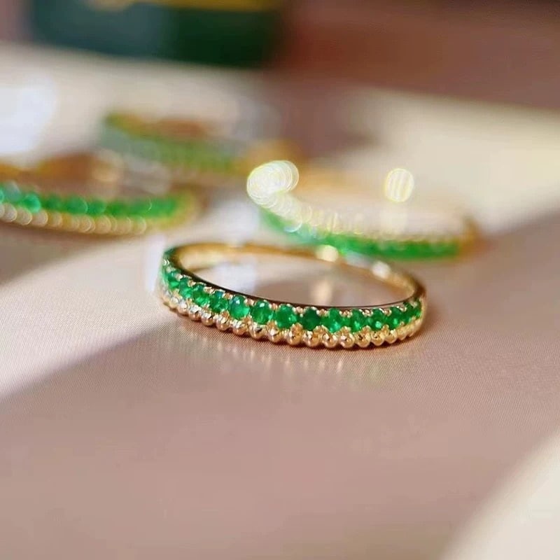 14k Gold 0.25 Ct Natural Emerald Ring - 3