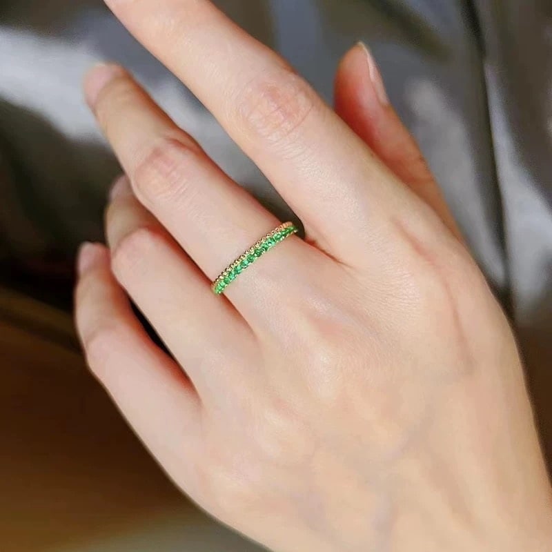 14k Gold 0.25 Ct Natural Emerald Ring - 4
