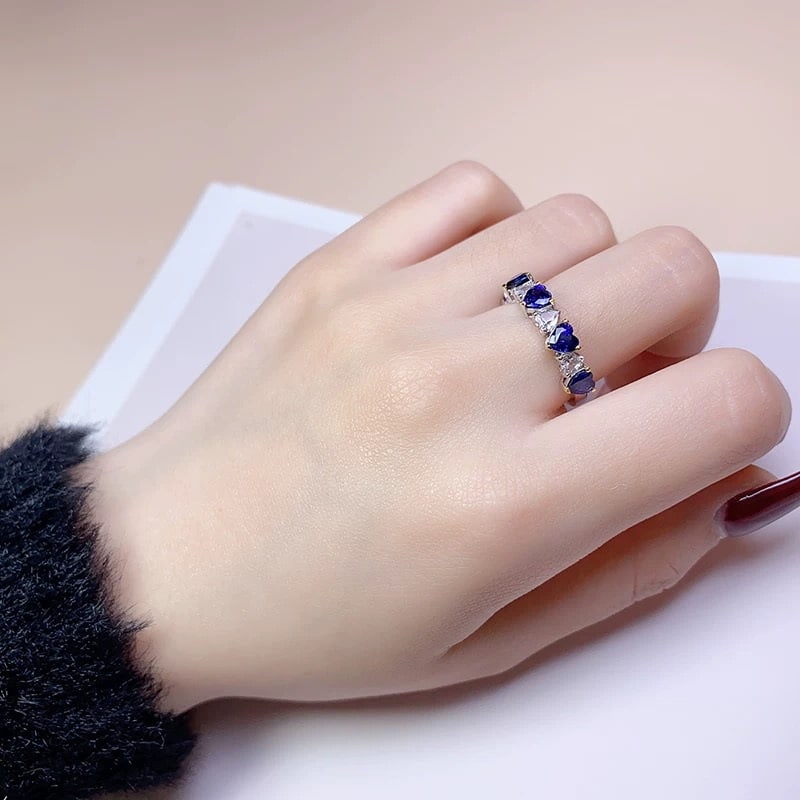 14k Gold 1.5 Ct Natural Sapphire & Sapphire Ring - 5