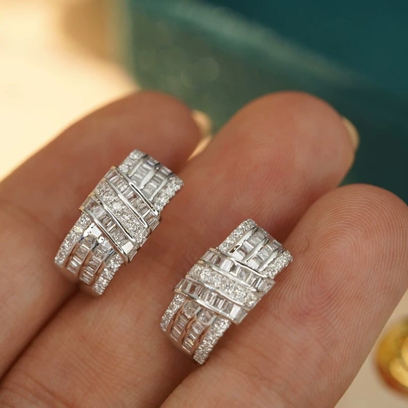 14k Gold 0.76 Ct Natural H Diamond Earrings - 2