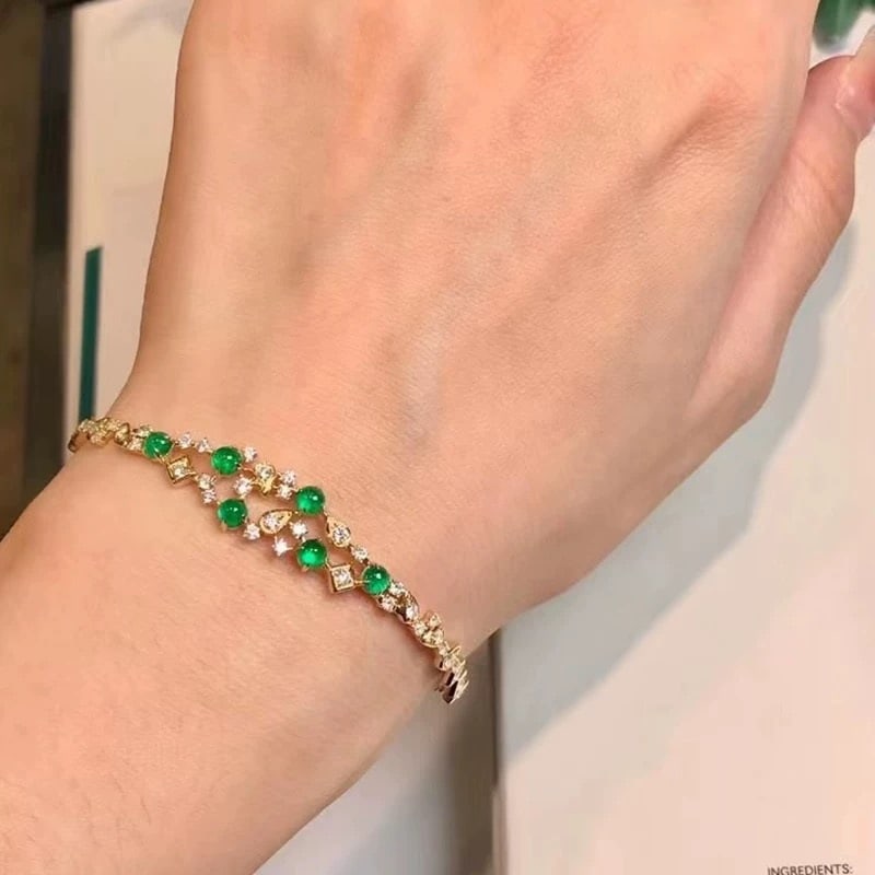 14k Gold 1.89 Ctw Natural Emerald & Diamond Bracelet - 5