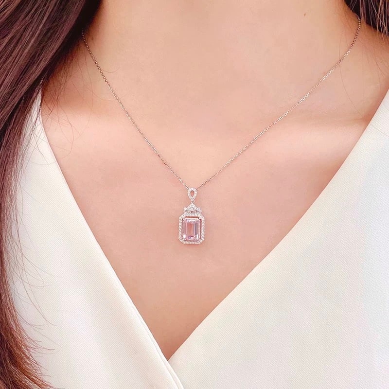 14k Gold 1.73 Ctw Natural Morganite & Diamond Pendant( Without Chain ) - 2