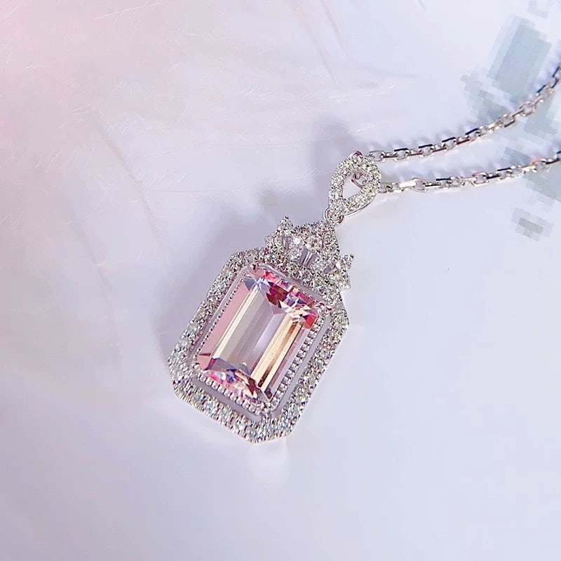 14k Gold 1.73 Ctw Natural Morganite & Diamond Pendant( Without Chain ) - 4