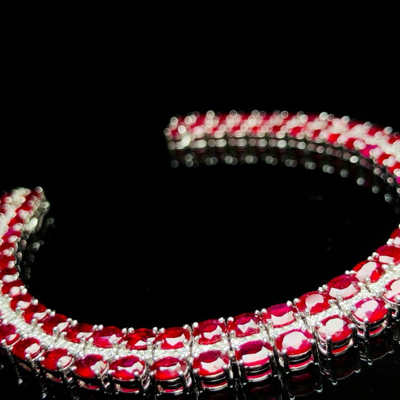 14k Gold 18.46 Ctw Natural Ruby & Diamond Bracelet - 2