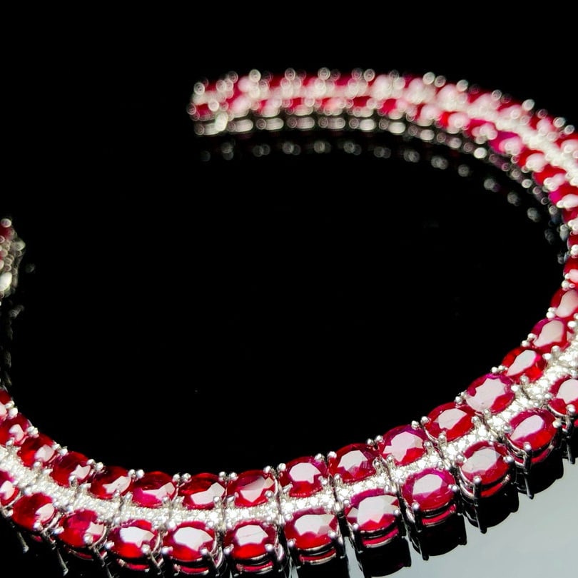 14k Gold 18.46 Ctw Natural Ruby & Diamond Bracelet - 3