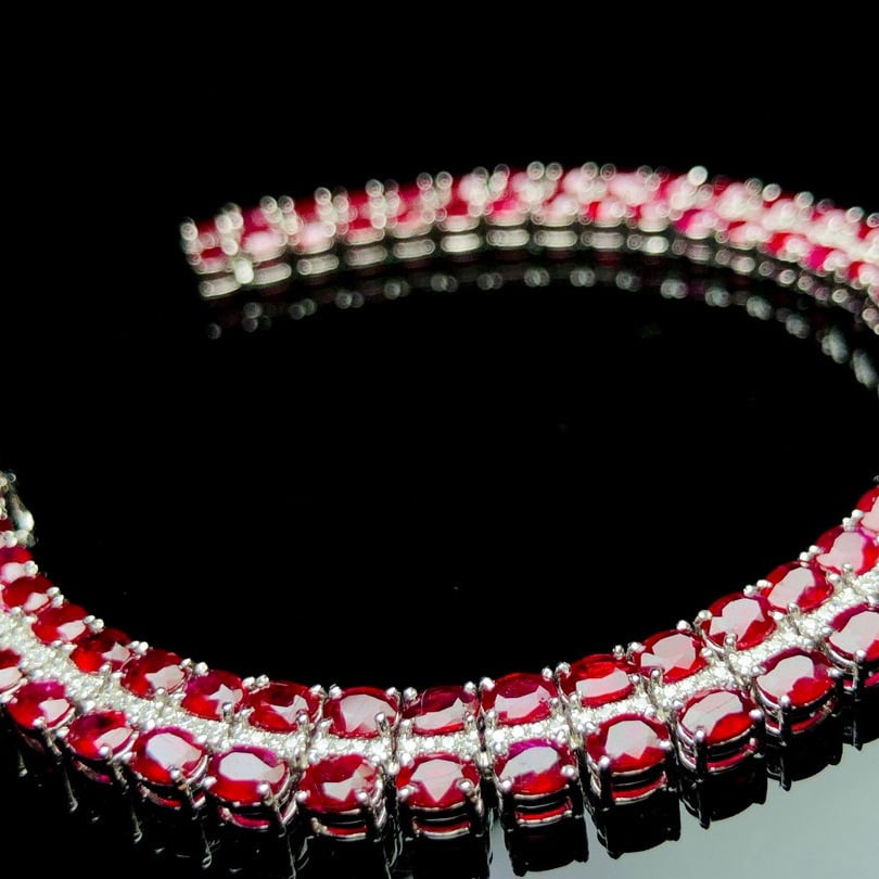 14k Gold 18.46 Ctw Natural Ruby & Diamond Bracelet - 5