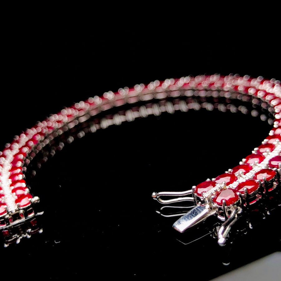 14k Gold 18.46 Ctw Natural Ruby & Diamond Bracelet - 6