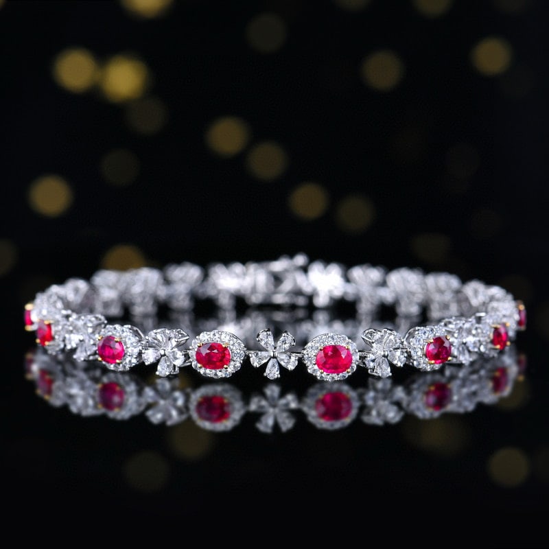 14k Gold 1.9 Ct Natural Ruby & Diamond & Sapphire Bracelet (1 of 9)