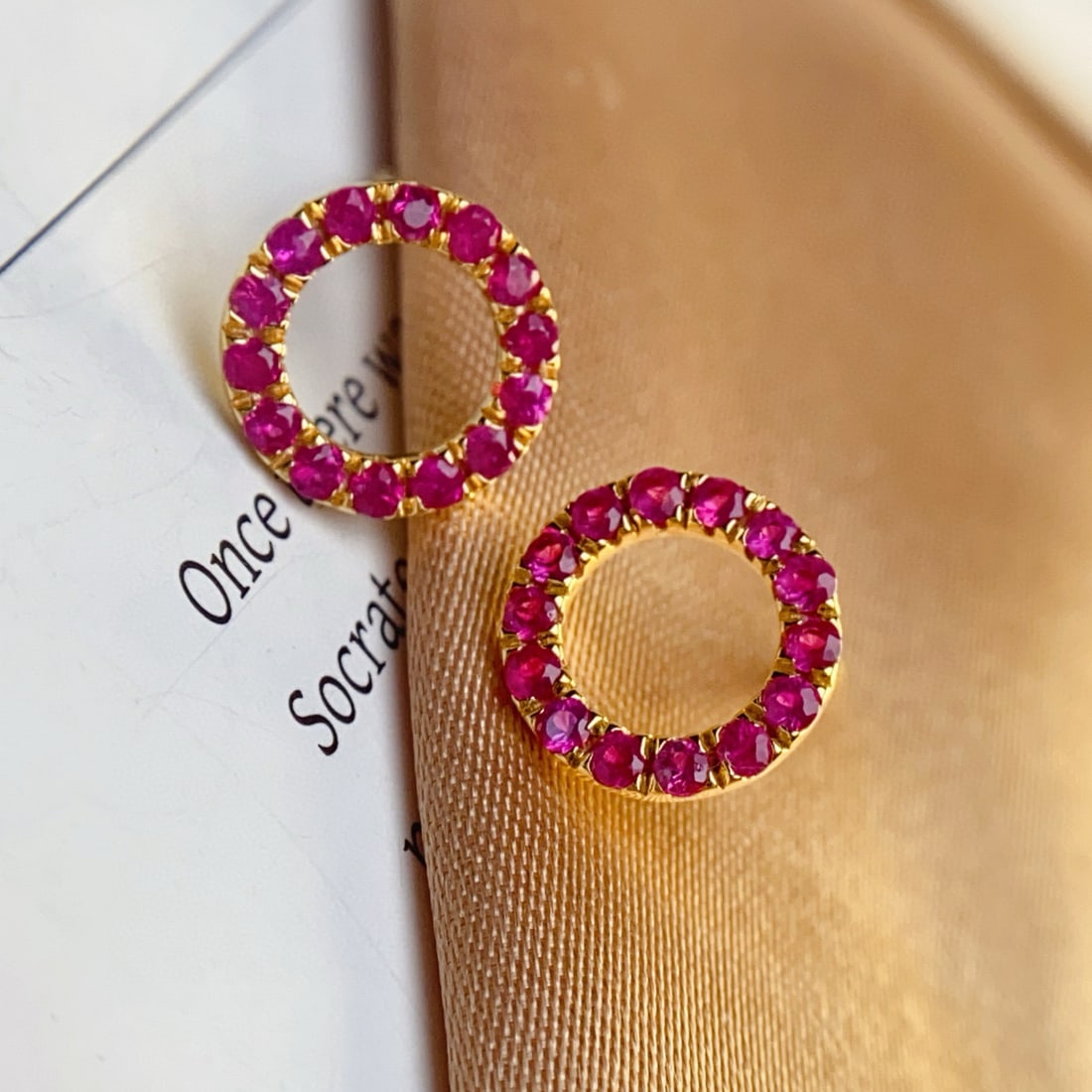 14k Gold 1 Ct Natural Ruby Earrings - 2