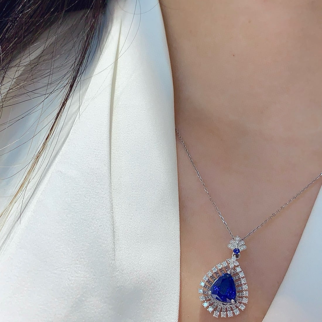 14k Gold 2.60 Ctw Natural Sapphire & Diamond Pendant( Without Chain ) - 6