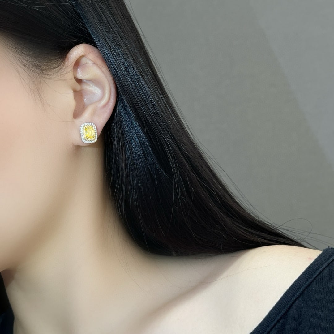 14k Gold 2.49 Ctw Natural Yellow Diamond & Diamond Earrings - 6