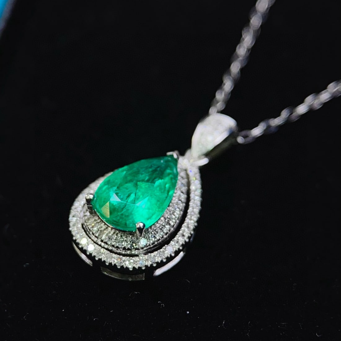 14k Gold 1 Ct Natural Emerald & Diamond Pendant( Without Chain ) - 3