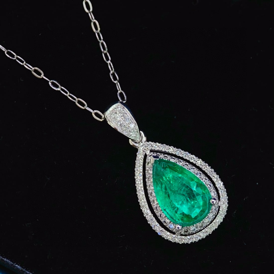 14k Gold 1 Ct Natural Emerald & Diamond Pendant( Without Chain ) - 5