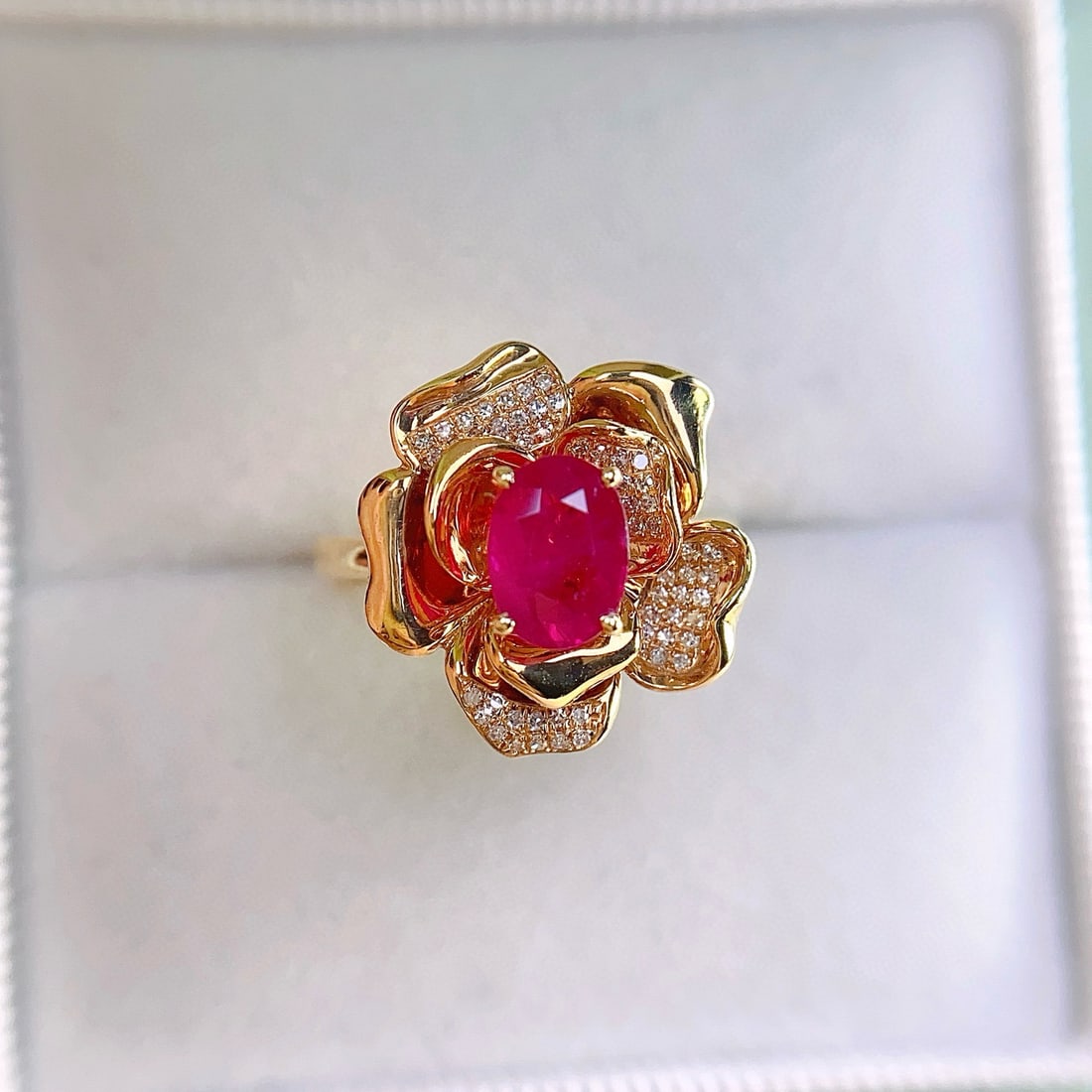 14k Gold 1.3 Ct Natural Ruby & Diamond Ring - 2