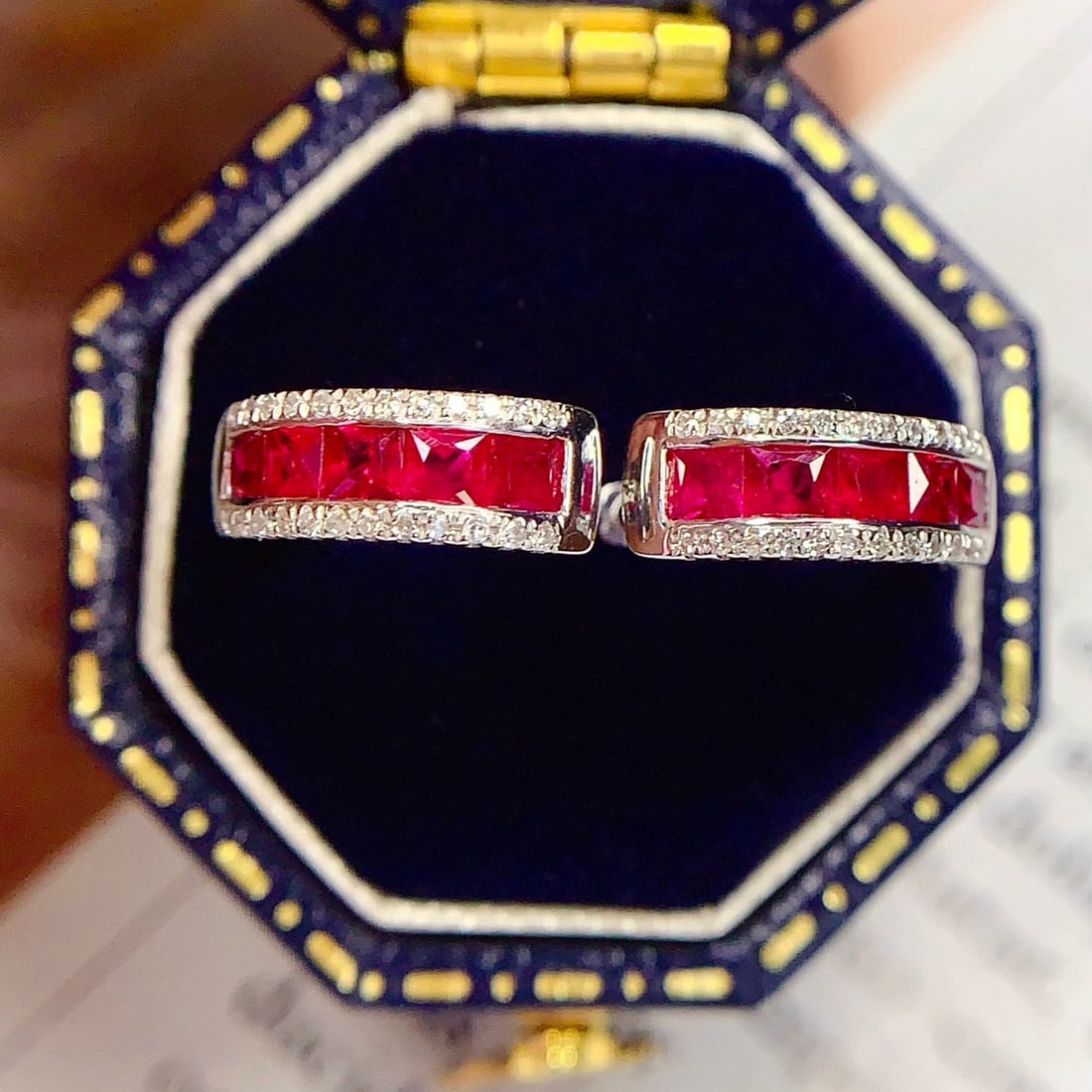 14k Gold 1 Ct Natural Ruby & Diamond Earrings - 2