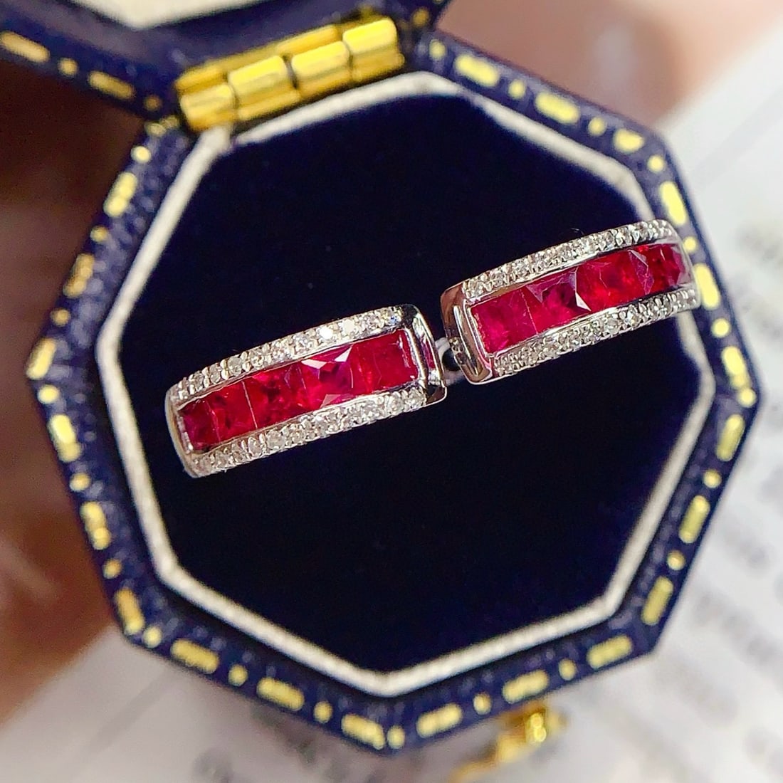 14k Gold 1 Ct Natural Ruby & Diamond Earrings - 6