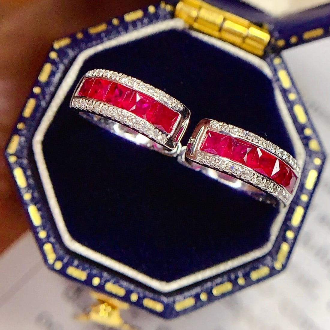 14k Gold 1 Ct Natural Ruby & Diamond Earrings - 7