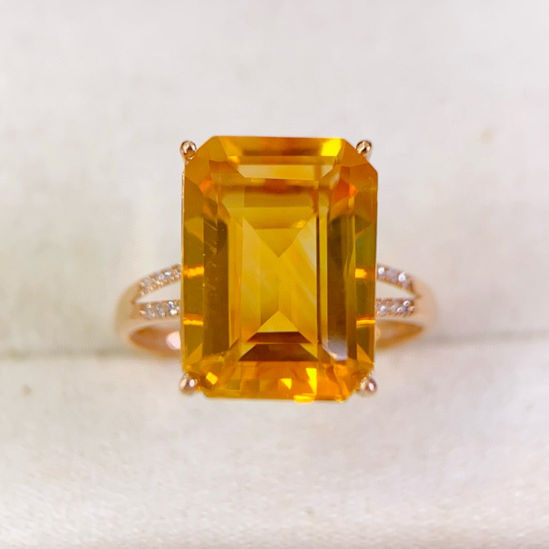 14k Gold 6.26 Ctw Natural Citrine & Diamond Ring (1 of 7)